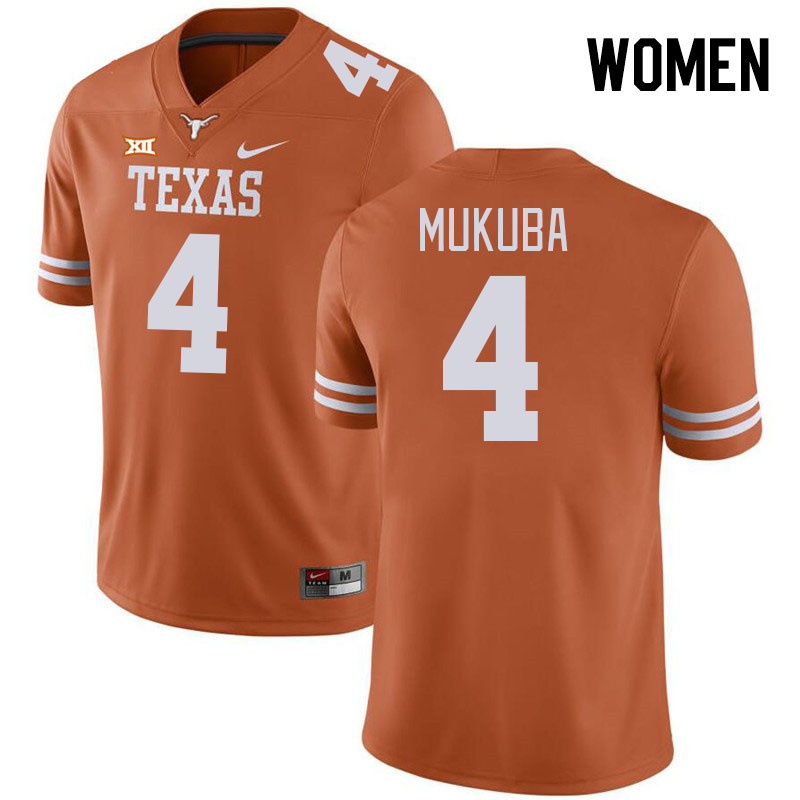 Women #4 Andrew Mukuba Texas Longhorns College Football Jerseys Stitched-Orange